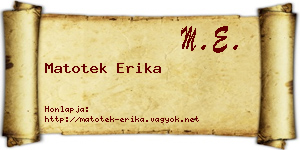 Matotek Erika névjegykártya